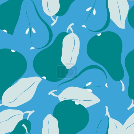 Photo for Seamless pattern with fruit shapes. Pears in blue and green. Colorful vector illustration. - Royalty Free Image