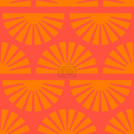 Téléchargez les illustrations : Motif sans couture avec des formes abstraites en orange, rose et rouge. Illustration vectorielle colorée. - en licence libre de droit