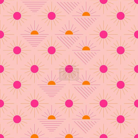 Photo for Seamless pattern with abstract shapes in orange, pink and red. Colorful vector illustration. - Royalty Free Image