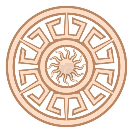 Ilustración de Yarylo, un antiguo símbolo eslavo, decorado con patrones escandinavos. Diseño de moda beige. - Imagen libre de derechos
