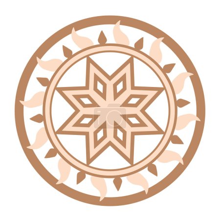Illustration for Alatyr, an ancient Slavic symbol, decorated with Scandinavian patterns. Beige fashion design. - Royalty Free Image