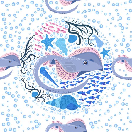 Ilustración de Stingray, vida marina Batomorphi, peces, animales patrón sin costura brillante. viajes por mar, snorkel con animales, peces tropicales - Imagen libre de derechos