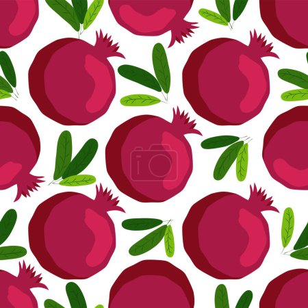 Ilustración de Patrón sin costura con granadas Frutas. Patrones decorativos de la fruta de granada. plantilla elegante - Imagen libre de derechos