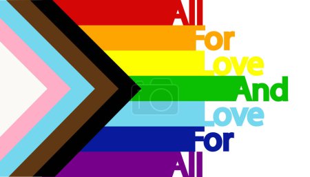 Tout pour l'amour et l'amour pour tous, drapeau LGBT et inscription. Drapeau de fierté Queer LGBTQIA, BIPOC, Trans, Gay, Lesbienne, Bisexuelle, Asexuelle, Intersexe