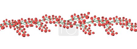 Illustration for Berries border on white background. Banner with vintage botanical pattern. - Royalty Free Image