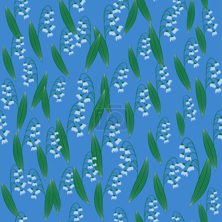 Spring seamless pattern with lily of the valley flowers
