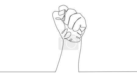 self drawing of single continuous line draw fist or resistance hand symbol. Nonverbal signs.