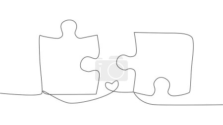Una línea que conecta las piezas del rompecabezas en una línea continua. Elemento rompecabezas