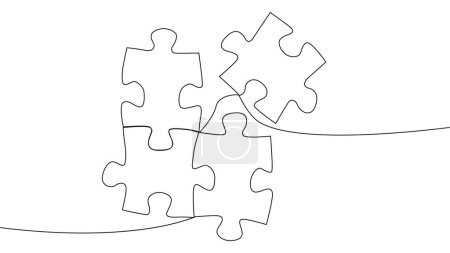 Eine Linie verbindet Puzzleteile in einer durchgehenden Linie. Puzzle-Element
