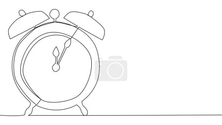 Téléchargez les illustrations : Self drawing of single continuous line alarm clock. Minimalism. Full length one line animation illustration - en licence libre de droit