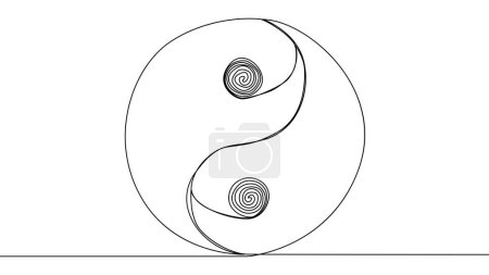 Ilustración de Auto-dibujo Yin Yang símbolo de armonía y equilibrio - Imagen libre de derechos
