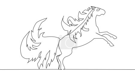 Illustration for Self drawing one line draw a horse. Minimalism, One line draw - Royalty Free Image