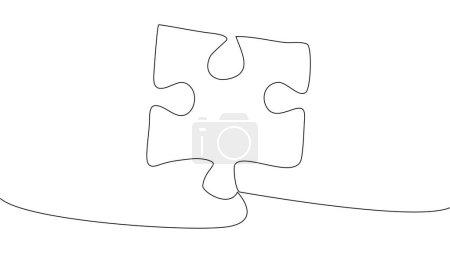 One line connecting puzzle pieces in one continuous line. Puzzle element