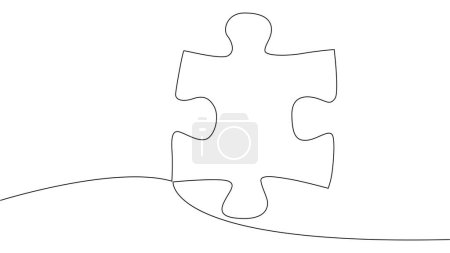 One line connecting puzzle pieces in one continuous line. Puzzle element