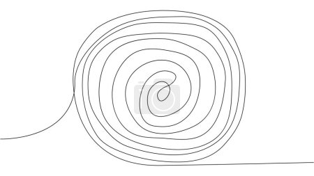 kontinuierliche Zeichnung einer Linie einer runden Spirale, eines Traumfängernetzes. Konzentrationssport im Mittelpunkt. Metapher für Geschäftsziele