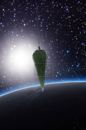 Téléchargez les photos : Pendule turquoise utilisé pour la divagation suspendue dans l'espace lointain - en image libre de droit