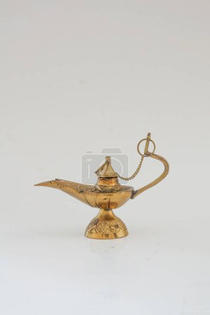 Photo for Brass vintage oil lamp on a solid white  background - Royalty Free Image