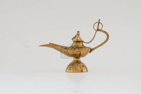 Photo for Brass vintage oil lamp on a solid white  background - Royalty Free Image
