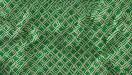 Foto de Patrón verde en la tela crea un patrón abstracto en el material y crea un hermoso fondo - Imagen libre de derechos
