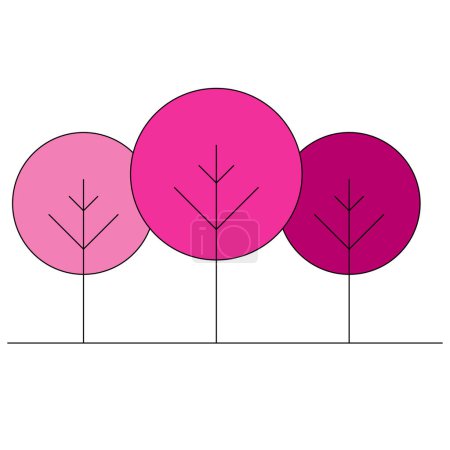 Foto de Árboles, diseño minimalista de estilo plano, magenta, color rosa árbol ilustración para la naturaleza, ecología, sostenibilidad, vida, logotipo, icono, web, móvil, objeto aislado sobre fondo blanco. - Imagen libre de derechos