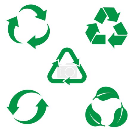 Foto de Icono eco vector reciclado, conjunto de iconos de vectores de flechas de ciclo, conjunto de elementos de dibujo de color verde aislados sobre fondo blanco. - Imagen libre de derechos
