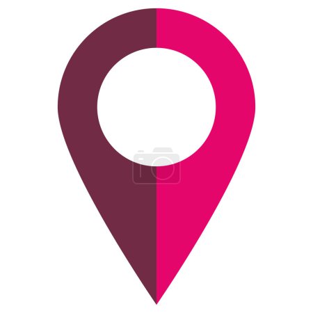 Foto de Mapa pin vector icono, dos magenta de color, símbolo de icono de marcador de ilustración de vector de estilo plano, pin de ubicación aislado sobre fondo blanco. - Imagen libre de derechos