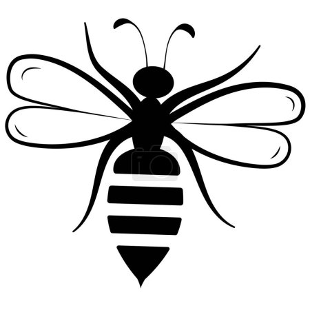 Foto de Símbolo de icono de abeja, abeja miel con picadura icono de vector, objeto de insecto de color negro, ilustración de concepto de estilo plano. Logotipo o etiqueta diseño del producto aislado sobre fondo blanco. - Imagen libre de derechos