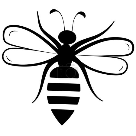 Foto de Símbolo de icono de abeja, objeto vector de abeja miel, icono de insecto de color negro, ilustración de concepto de estilo plano. Diseño de etiqueta o logotipo aislado sobre fondo blanco. - Imagen libre de derechos