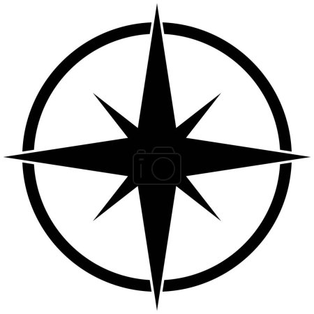 Foto de Signo de brújula, logotipo de la brújula de rosa de viento, símbolo del icono plano de la estrella del norte, plantilla de diseño del logotipo del vector aislado sobre fondo blanco. - Imagen libre de derechos