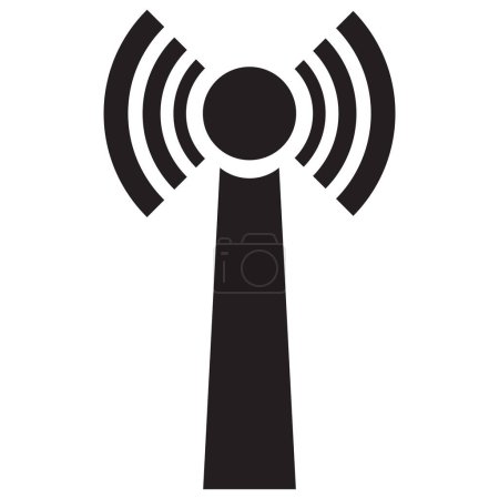 Illustration for Wireless sign icon, wi-fi technology business concept flat style, black color vector illustration, isolated on white background. - Royalty Free Image