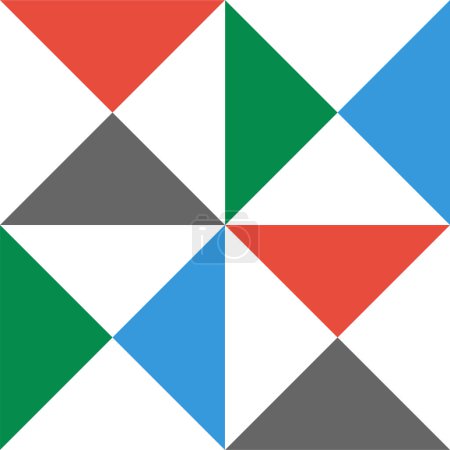 Foto de Patrón de triángulo geométrico, rojo, blanco, verde y gris patrón de azulejos de color, sin costuras repetir hermoso fondo. - Imagen libre de derechos