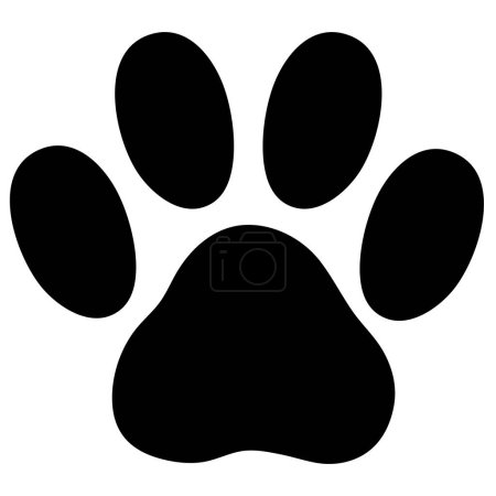 Illustration for Cute animal paw, flat style black vector icon illustration print isolated on white background. - Royalty Free Image