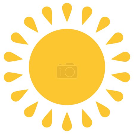 Foto de Icono del sol amarillo, diseño de vectores de estilo plano de verano caliente. Luz del sol, naturaleza, cielo objeto símbolo de ilustración aislado sobre fondo blanco. - Imagen libre de derechos