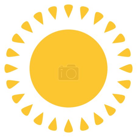 Foto de Icono del sol amarillo, diseño de vectores de estilo plano de verano caliente. Luz del sol, naturaleza, cielo objeto símbolo de ilustración aislado sobre fondo blanco. - Imagen libre de derechos