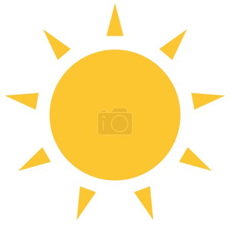 Foto de Icono del sol, color amarillo caliente verano diseño de vectores de estilo plano. Luz del sol, naturaleza, cielo objeto símbolo de ilustración aislado sobre fondo blanco. - Imagen libre de derechos