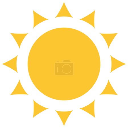 Foto de Icono del sol, color amarillo caliente verano diseño de vectores de estilo plano. Luz del sol, naturaleza, cielo objeto símbolo de ilustración aislado sobre fondo blanco. - Imagen libre de derechos