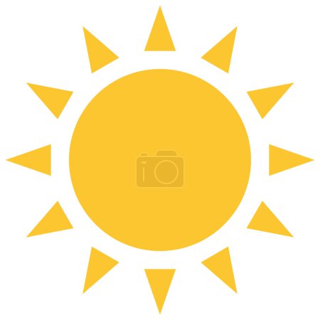 Foto de Icono del sol amarillo, diseño de vector de verano caliente de estilo plano. Luz del sol, naturaleza, cielo objeto símbolo de ilustración aislado sobre fondo blanco. - Imagen libre de derechos