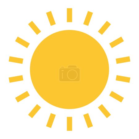 Foto de Icono amarillo del sol caliente del color, diseño plano del vector del objeto del cielo del verano del estilo. Luz solar, naturaleza, símbolo de ilustración aislado sobre fondo blanco. - Imagen libre de derechos