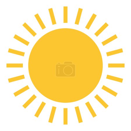 Foto de Icono del sol amarillo, diseño de vector de verano caliente de estilo plano. Luz del sol, naturaleza, cielo objeto símbolo de ilustración aislado sobre fondo blanco. - Imagen libre de derechos