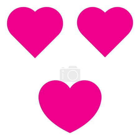 Foto de Las formas del corazón, símbolo del amor, la salud o pensamientos felices, la vida. Color rosa icono plano vectorial formas aisladas sobre fondo blanco. - Imagen libre de derechos