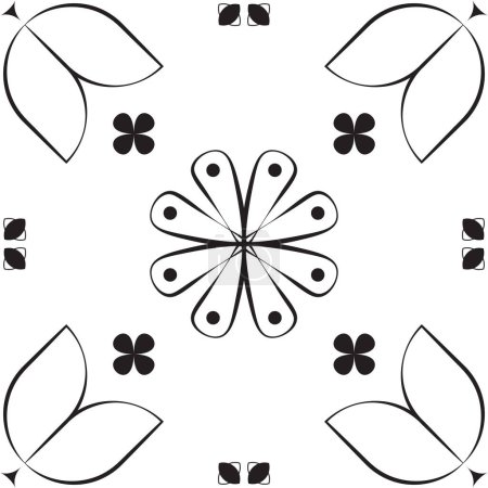 Foto de Patrón floral, línea geométrica en blanco y negro, patrón de baldosas sin costuras repetir hermoso fondo. - Imagen libre de derechos