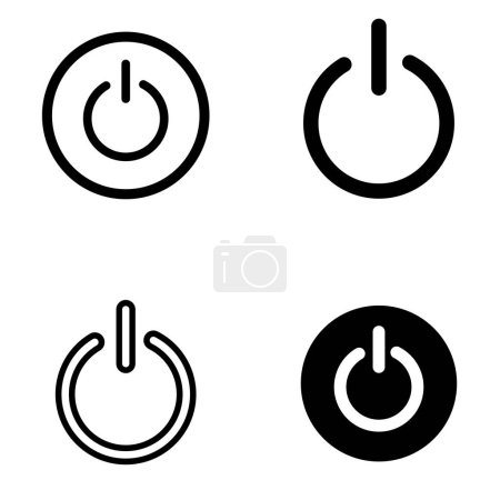 Foto de Encienda o apague el conjunto de iconos, plano y estilo de línea gráfico de ilustración de vector redondo simple para aplicación, móvil, web, ui. Símbolos en blanco y negro aislados. - Imagen libre de derechos