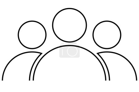 Foto de Personas, equipo, icono de grupo de tres personas, contorno de color negro de estilo plano, diseño avatar simple, objeto de símbolo vectorial para interfaz de usuario, aplicación, web, móvil, tumba láser. Ilustración vectorial fondo aislado. - Imagen libre de derechos