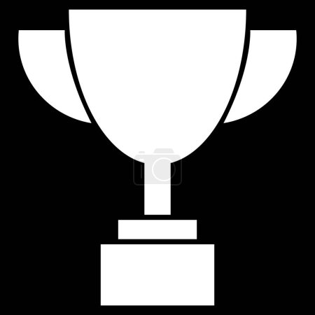 Foto de Icono de copa de trofeo, símbolo ganador de copa de campeonato de color blanco de estilo plano. Ilustración vectorial para etiqueta, emblema, logotipo, pegatina, móvil, aplicación, web, juego, deportes, logro gráfico aislado en la oscuridad. - Imagen libre de derechos