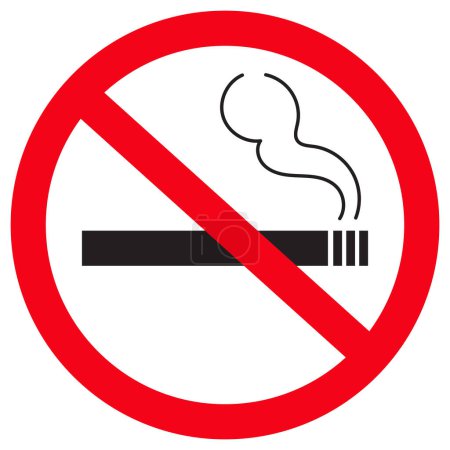 Foto de No hay señal de fumar, icono prohibido de moda para el cigarrillo, tabaco. símbolo vectorial prohibición de color rojo, diseño de ilustración de estilo plano aislado sobre fondo blanco. - Imagen libre de derechos