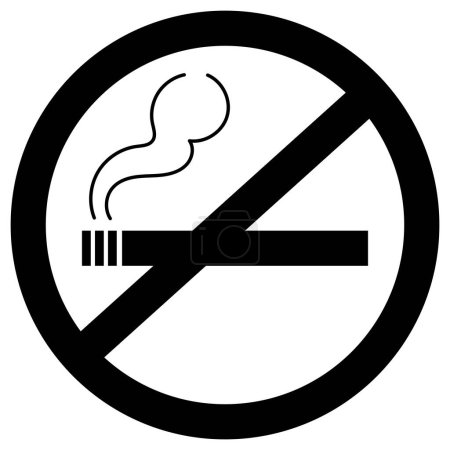 Foto de No hay señal de fumar, icono prohibido de moda para el cigarrillo, tabaco. Símbolo vectorial de prohibición de color negro, diseño de ilustración de estilo plano aislado sobre fondo blanco. - Imagen libre de derechos