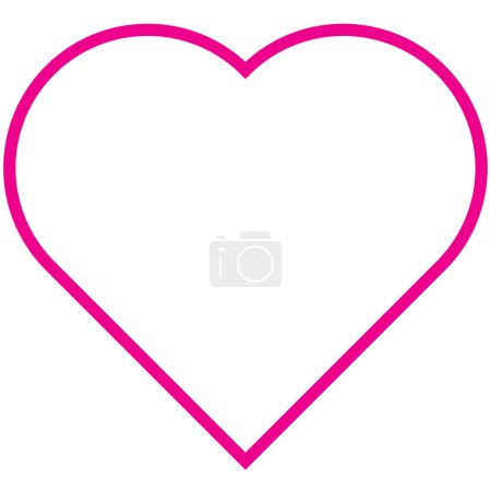 Foto de Icono del corazón, hermoso estilo plano de color rosa contorno símbolo del día de San Valentín, perfecto objeto de amor forma, pensamientos felices, salud o la vida ilustración para la web, aplicación, móvil, interfaz de usuario, juego. Aislado sobre blanco. - Imagen libre de derechos