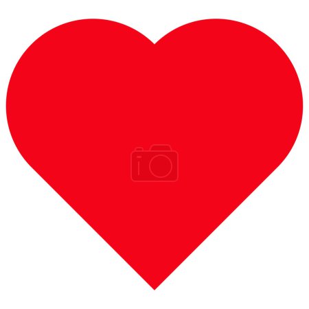 Heart icon, beautiful flat style red color Valentine's Day symbol, perfect shape love object, happy thoughts, health or life illustration vector for web, app, mobile, UI, game. Isolated on white.