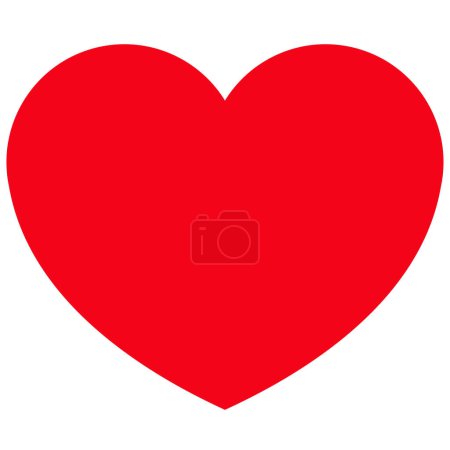 Illustration for Heart icon, beautiful flat style red color Valentine's Day symbol, perfect shape love object, health, life or happy thoughts illustration vector for game, app, UI, web, mobile. Isolated on white. - Royalty Free Image