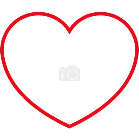 Heart icon, beautiful flat style red outline color Valentine's Day symbol, perfect shape love object, health, life or happy thoughts illustration for game, app, UI, web, mobile. Isolated on white.